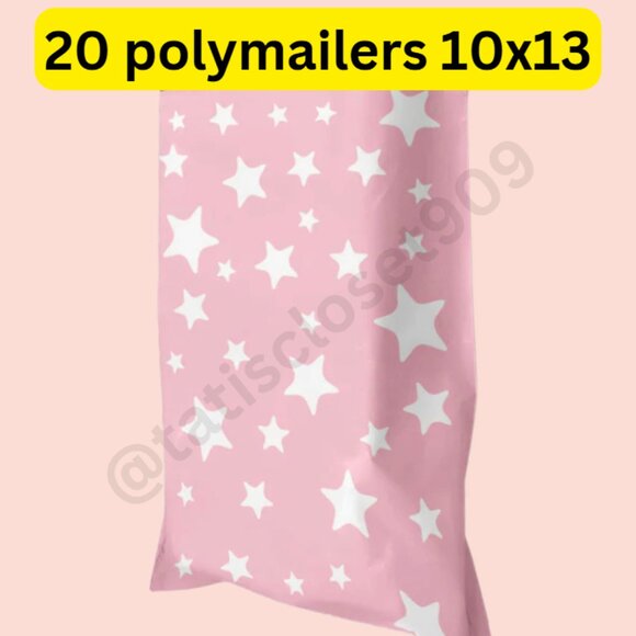 Other - 20 pink white star poly mailers size 10x13